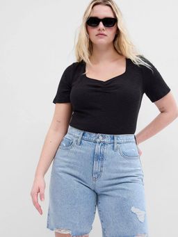 GAP - Womens Solid Slim Fit Sweetheart Top - Black