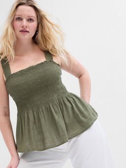 GAP - Womens Square Neck Peplum Top - Olive