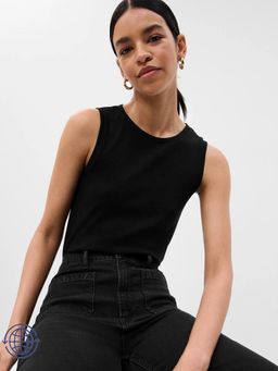 GAP - Womens Slim Fit Round Neck Tank Top - Black