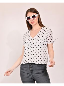 NOBARR - Womens Polyester V-Neck Polka Dots Top
