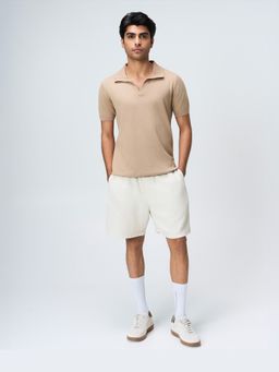 House of Namah - Beige Cotton Regular Ex-Polo T-Shirt