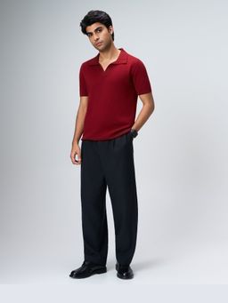 House of Namah - Maroon Pique Cotton Ex-Polo T-Shirt