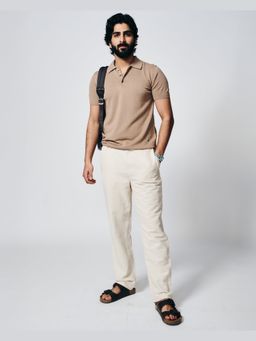 House of Namah - Beige Signature Cotton Bamboo Regular B-Polo T-Shirt