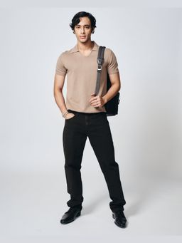 House of Namah - Beige All Day Cotton Bamboo Regular U-Polo T-Shirt