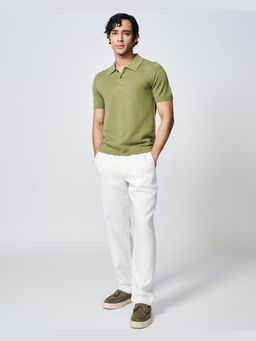House of Namah - Grass Green Waffle Cotton Bamboo Regular B-Polo T-Shirt