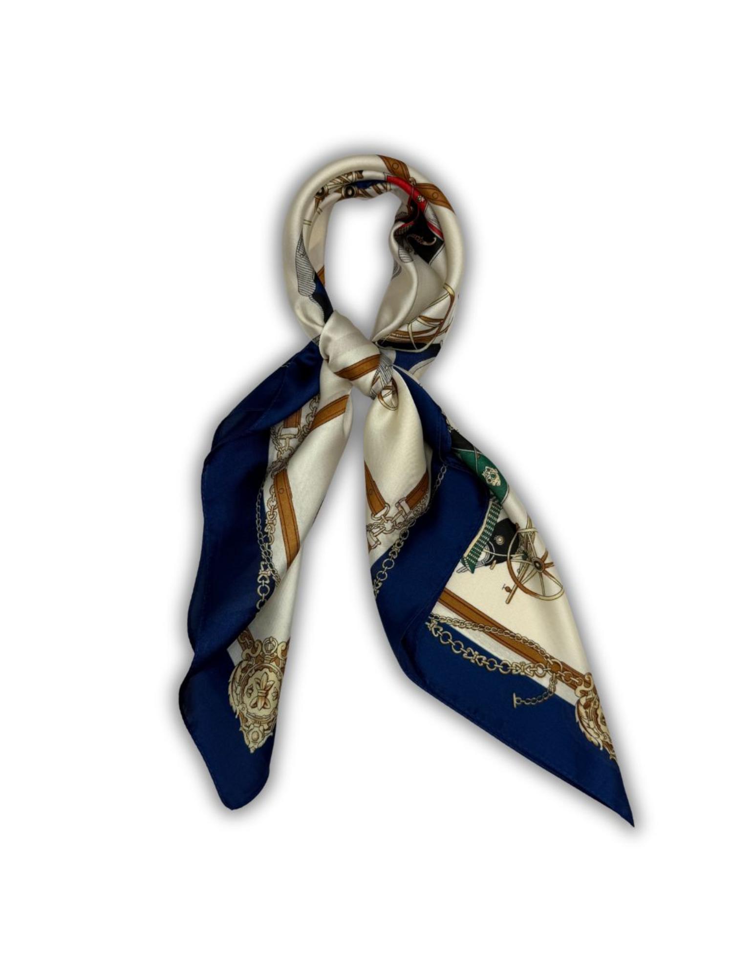 Navy Blue & Ivory Pure Microfiber Scarf-picture-43