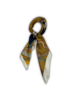 The Tie Hub - Mustard Yellow & Blue Pure Microfiber Scarf