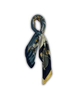 The Tie Hub - Navy Blue, Beige & Yellow Pure Microfiber Scarf