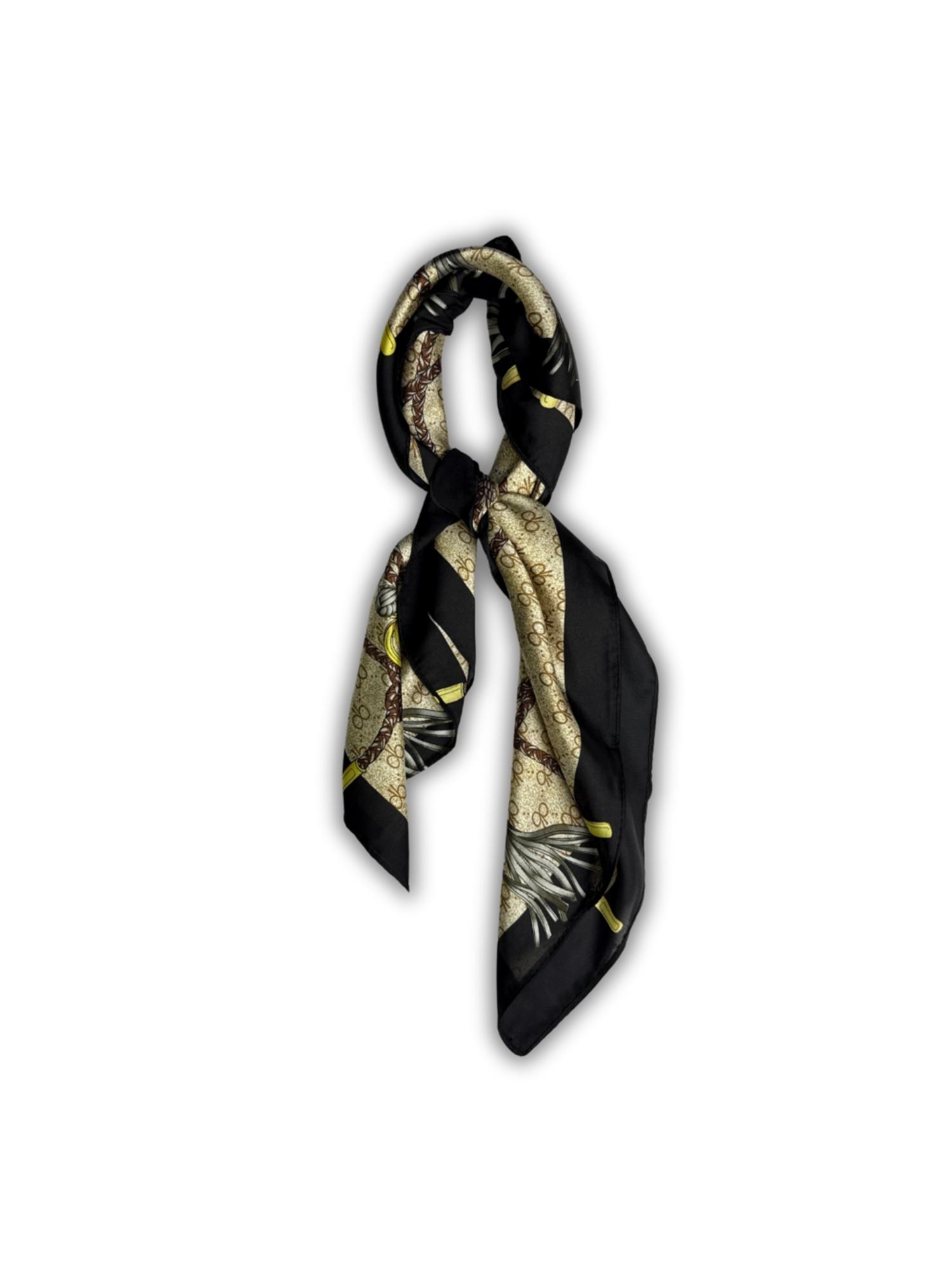 Beige & Black Rope & Tassel Print Scarf-picture-11