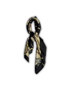 The Tie Hub - Beige & Black Rope & Tassel Print Scarf
