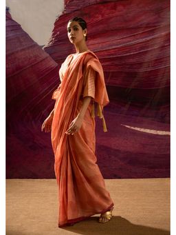 Banana Labs - Aurum Wave Arizona Orange Saree without Blouse