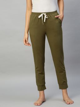 Chemistry - Cotton Lycra Jogger With Contrast Detailing - Green