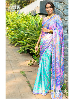 Ambar Taara - Rooh Pastel Blue Satin Georgette Saree with Unstitched Blouse