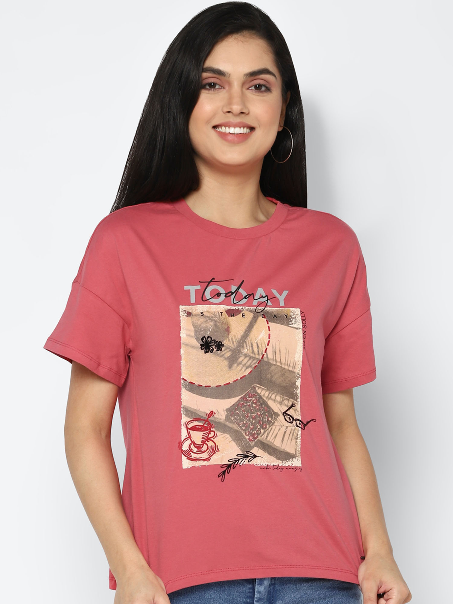 Buy Allen Solly Pink T Shirt Online 