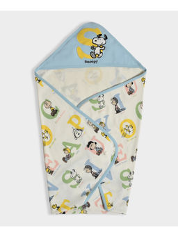 Mi Arcus - Kids Off White Peanuts Snoppy Printed Hooded Towel
