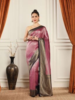 MEENA BAZAAR - Woven Art Silk Purple Saree without Blouse