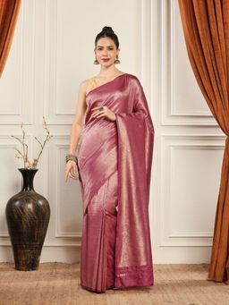 MEENA BAZAAR - Woven Art Silk Purple Saree without Blouse