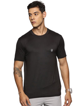 DOMIN8 - Men Black Stretchable Cotton Feel Comfy T-Shirt