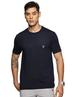 DOMIN8 - Men Navy Blue Stretchable Cotton Feel Comfy T-Shirt