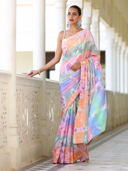 Swtantra - Splatter in the Sky Saree with Lace without Blouse