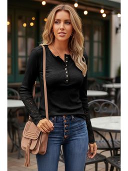 PARTIQ - Womens Loose Full Sleeves Top - Black