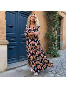 PARTIQ - Womens Printed Loose Plus-Size Dress - Black