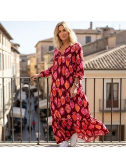 PARTIQ - Womens Printed Loose Plus-Size Dress - Red