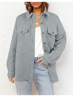 PARTIQ - Womens Pocket Lightweight Collar Neck Jacket - Grey