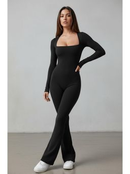 PARTIQ - Womens Full Sleeves Square Neck Jumpsuit - Black