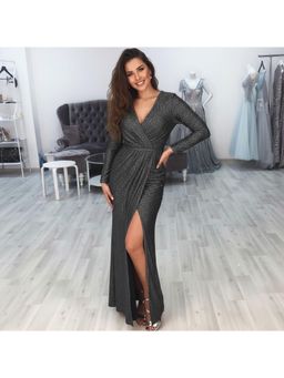 PARTIQ - Womens Evening Sparkling Long Dress - Black