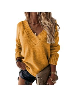 PARTIQ - Womens Full Sleeve Pullover Knitted Sweater - Mustard