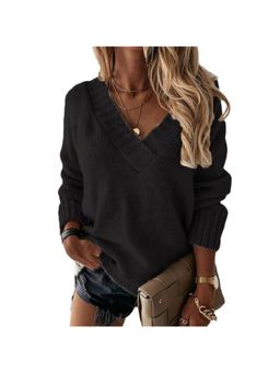 PARTIQ - Womens Full Sleeve Pullover Knitted Sweater - Black