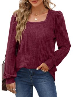 PARTIQ - Womens Pit Strip Full Sleeves Top - Burgundy
