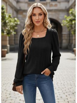 PARTIQ - Womens Pit Strip Full Sleeves Top - Black