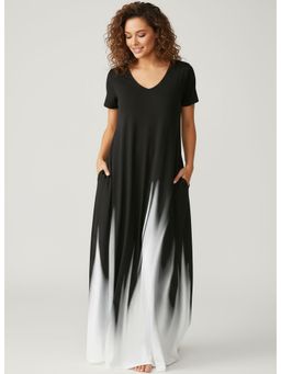 PARTIQ - Womens Summer Loose Half Sleeves Long Dress - White