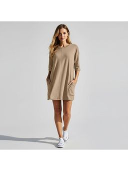 PARTIQ - Womens Open Back V-Neck Loose Pocket Romper - Khaki