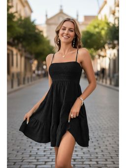 PARTIQ - Womens Thin Suspender Versatile Dress - Black