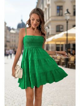 PARTIQ - Womens Thin Suspender Versatile Dress - Green