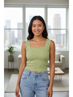 PARTIQ - Womens Square Neck Sleeveless Top - Green