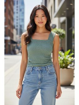 PARTIQ - Womens Square Neck Sleeveless Top - Green