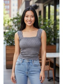 PARTIQ - Womens Square Neck Sleeveless Top - Grey