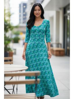 PARTIQ - Womens Pretty Full Sleeve Flower Print Dress - Green