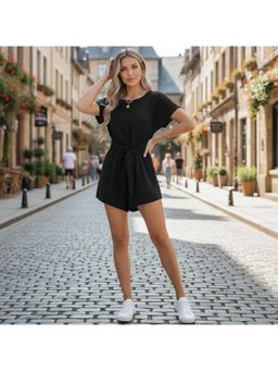 PARTIQ - Womens Loose Black Elegant Polyester Jumpsuit - Black