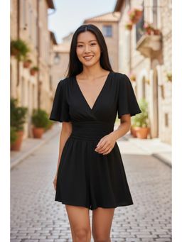 PARTIQ - Womens Solid Tuck Summer Dress - Black