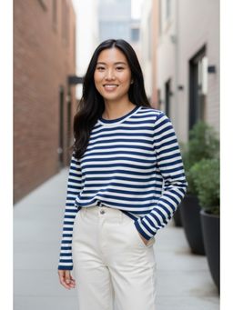 PARTIQ - Womens Winter Versatile Classic Retro Pullover Sweater - Blue