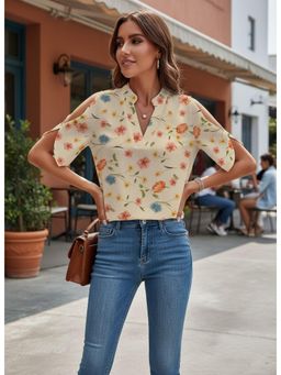 PARTIQ - Womens Floral Printed Half Sleeves Top - Multi-Color