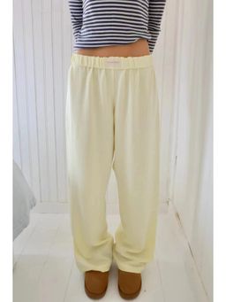 PARTIQ - Womens Wide-Leg Mid-Waisted Loose Pant - Yellow