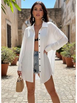 PARTIQ - Womens Anti-Hiccup Shirt Dropped Shoulder Shirt - White