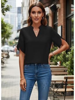 PARTIQ - Womens Summer Solid Loose Top - Black