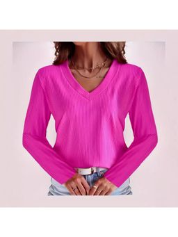 PARTIQ - Womens V-Neck Regular Length Casual Style Top - Red